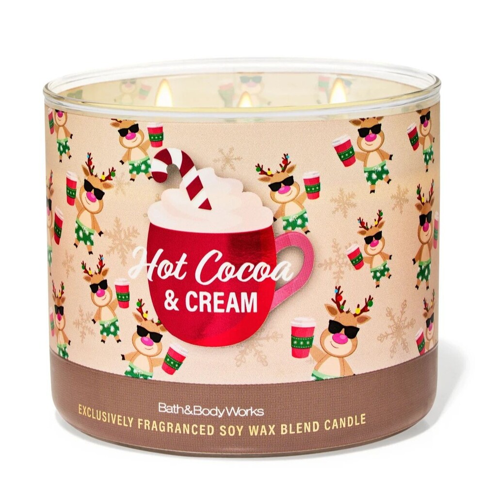 Bath & Body Works 3 Wick Candle Hot Cocoa & Cream
